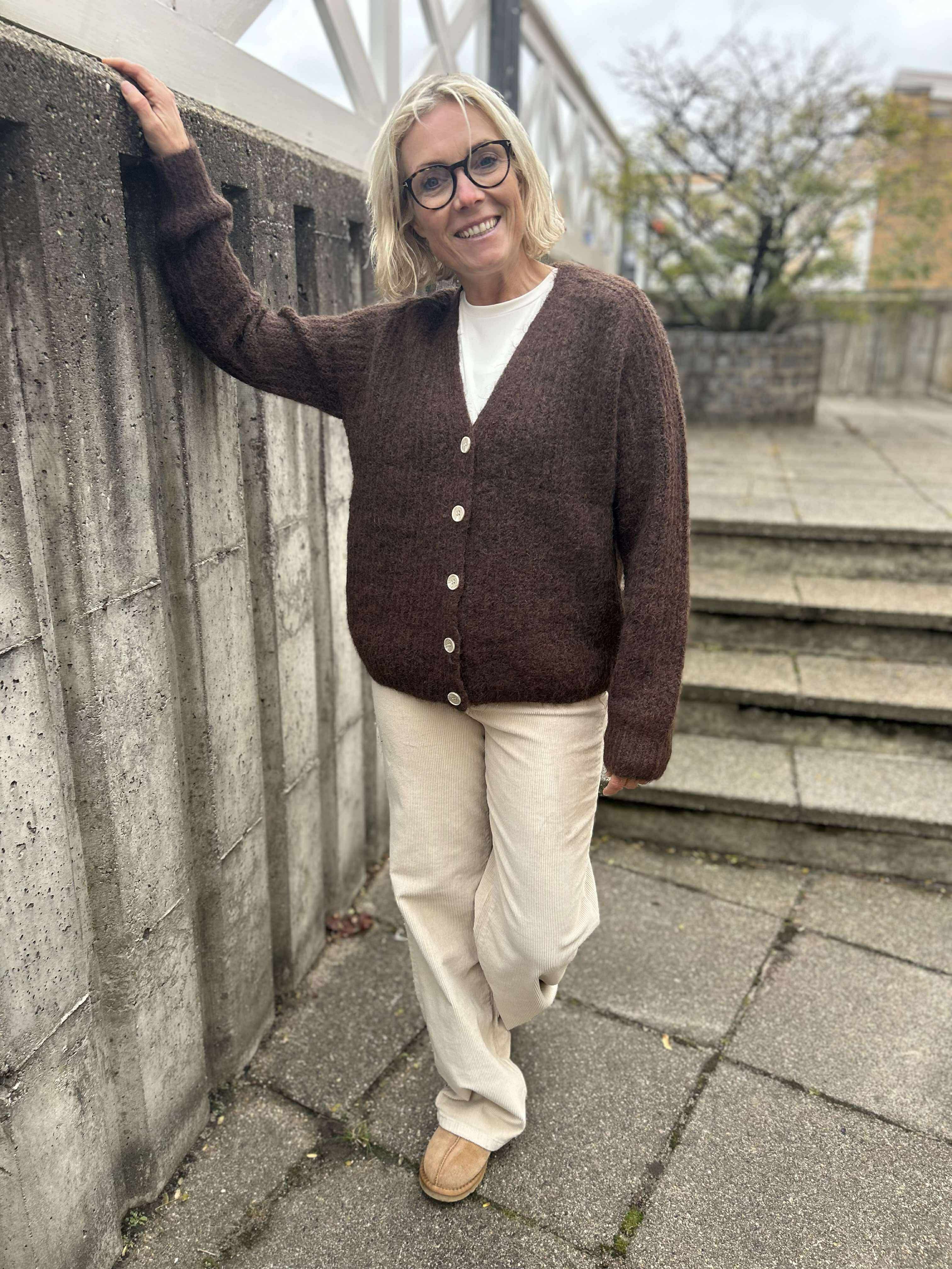 PCCLEO Knit Cardigan - Hot Fudge